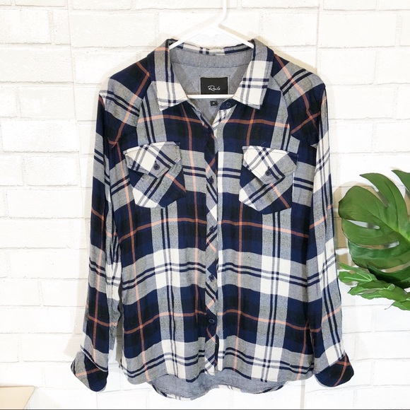 Rails Tops - Rails Lined Plaid Button Up M